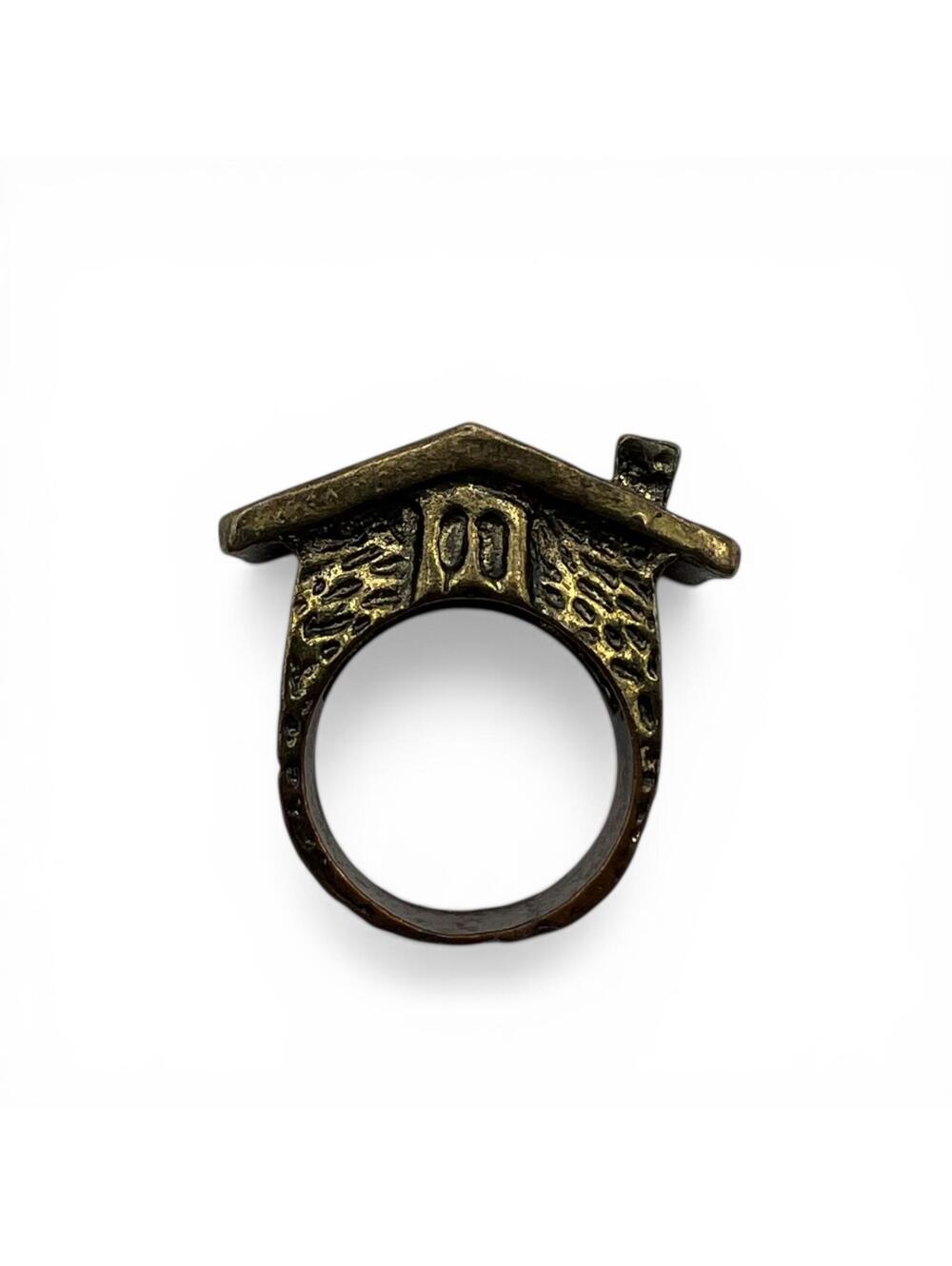 Vintage Bronze Tone House Shaped Ring Size 7